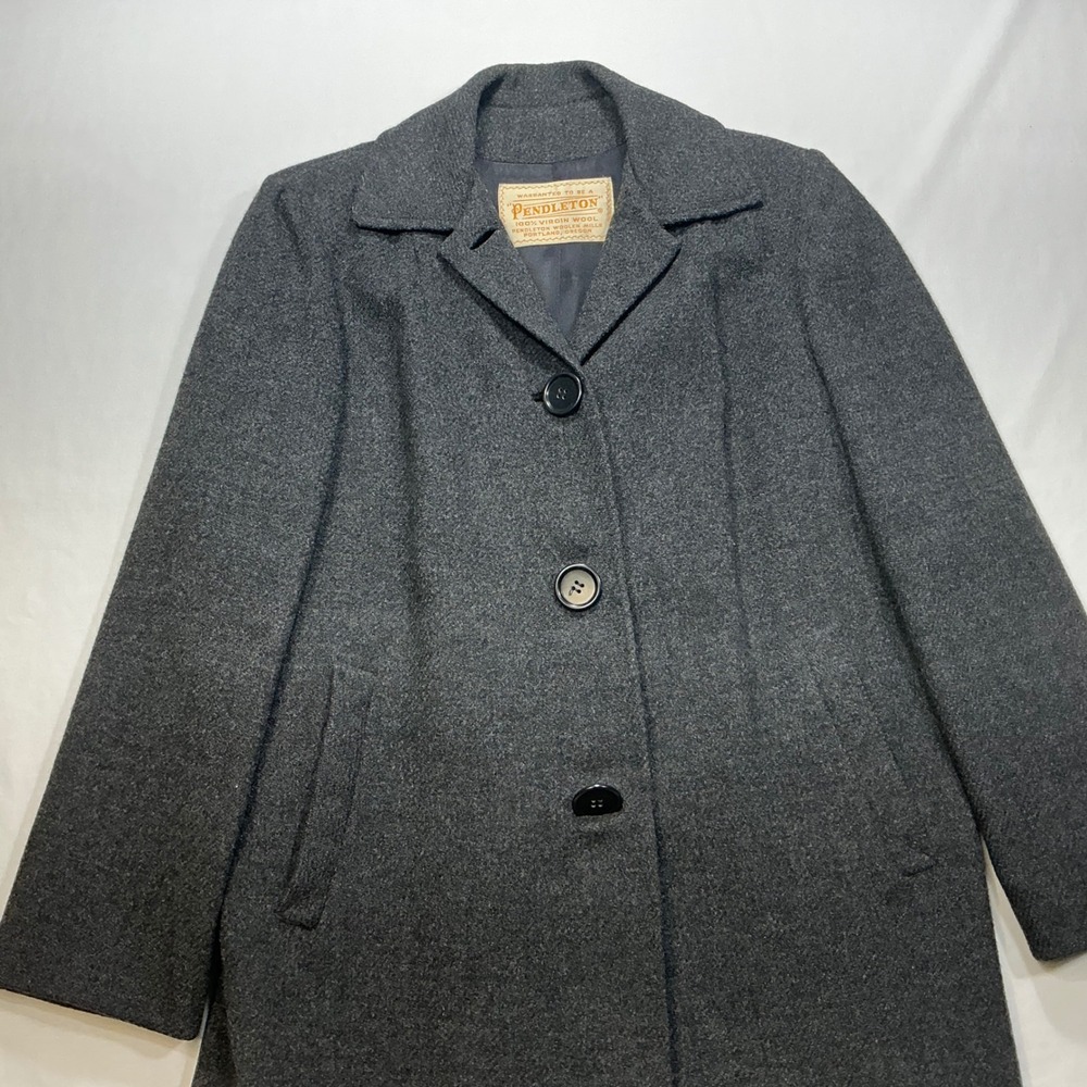 Pendleton Wool Coat Jacket Gray Herringbone Classic Coat. Small or Medium‎